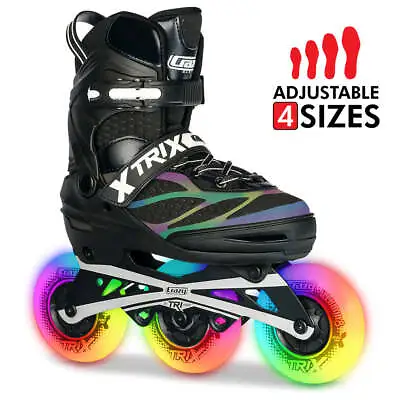 Crazy Skates TRIX Size Adjustable Roller Inline Blades With LED Light Up Wheels • $199.95