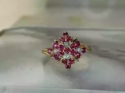 1.20Ct Round Cut Lab Created  Red Ruby Engagement Ring 14K Yellow Gold Plated • $199.99