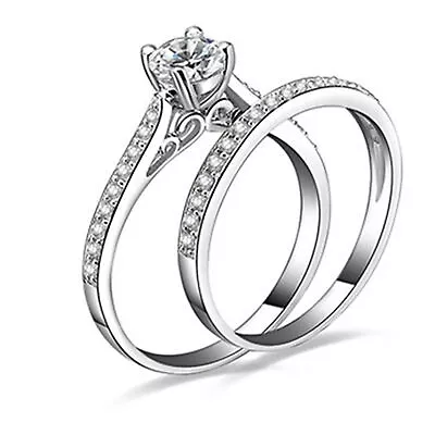 2pcs/set Ring Attractive Delicate Cubic Zirconia Finger Jewellery Smooth • $21.94