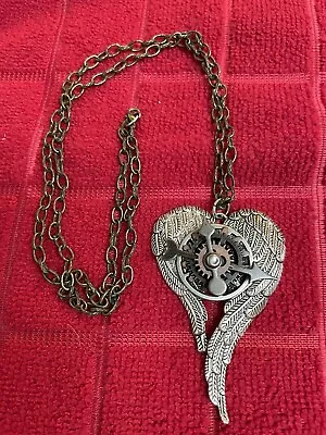 Angel Wing Steam Punk Necklace 26” Chain Good Condition  • $7