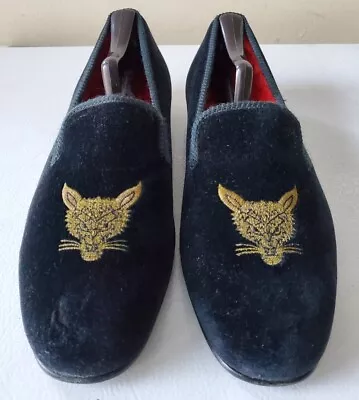 Vtg Bullock & Jones Black Men's Velvet Slippers Loafers Dress Shoes - Men’s 9 • $150