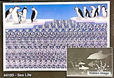 Vintage 1990s Poster Sea Life 3D Magic Eye Stereogram Illusion 23 X35  Rare 4185 • $35