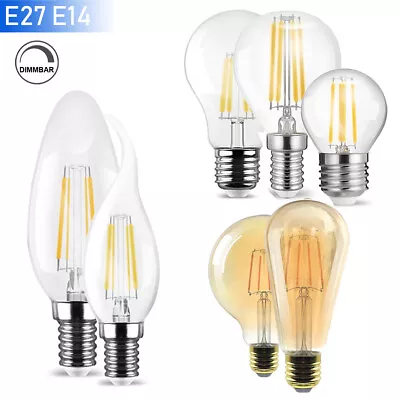 E27 E14 Vintage Edison LED Bulb Filament Lamp Warm White Retro Lighting • £6.02