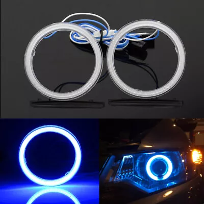 2x Blue 60/65/70/75/80/85/90/100/110/120mm Car COB LED Angel Eye Halo Ring Light • $16.63