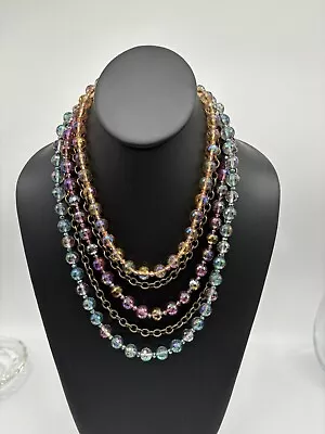 Vtg KALEIDOSCOPE Premier Designs Necklace Aurora Borealis Crystal Beads • $39.99