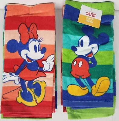 2 DIFFERENT COTTON TERRY TOWELS(15 X25 )COLORFUL MINNIE & MICKEY MOUSEDISNEYKO • $15.99