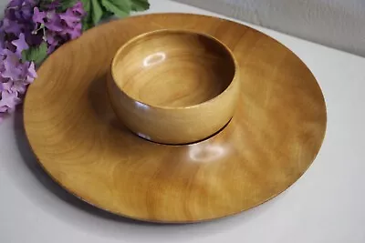 Woodburys Woodware Hand Turned Wooden Snack Tray Relish Bowl MCM Mid Century • $18.99