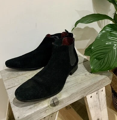 £22.95 • Buy Red Herring Men's Black Suede Leather Pull On Ankle Chelsea Boots Size UK 12
