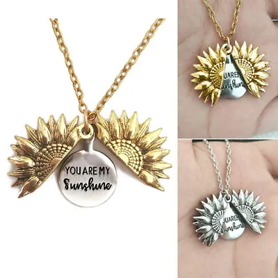 You Are My Sunshine Open Locket Sunflower Pendant Necklace Jewellery Gifts Love • $5.05