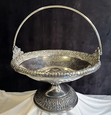 Ornate Middletown 1857 Quadruple Silver Plate Hard White Metal Basket 9.25” • $36