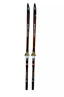 Vintage Set Of Hickory Wood Skis Ski Set By Asnes Made In Norway  • $200
