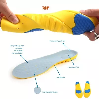 4 Pair Silicone Insoles Women Men Orthotic Arch Support Sports Shoe Inserts Pads • £5.29