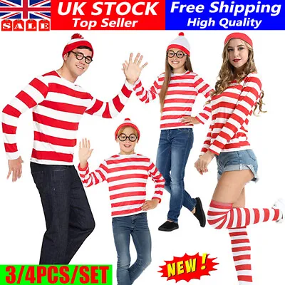 Where's Wally Wenda Adult Boys Girls Licensed Fancy Dress Costume World Book Day • £16.81