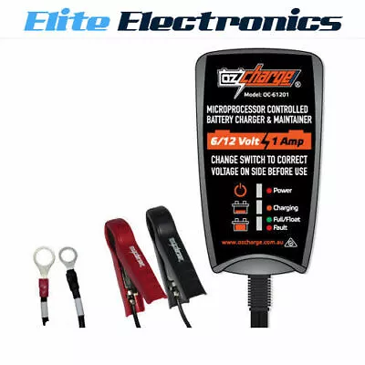 Ozcharge 6 / 12 Volt 1 Amp Battery Charger & Maintainer Trickle Charger • $49.26