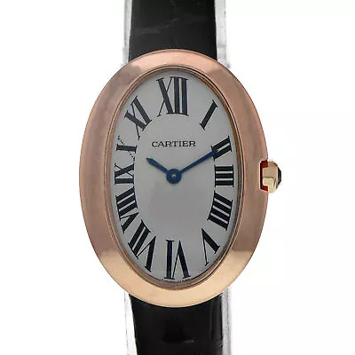 Cartier Baignoire W8000007 3064 Silver Roman Quartz Dial 18K Rose Gold • $9049.42