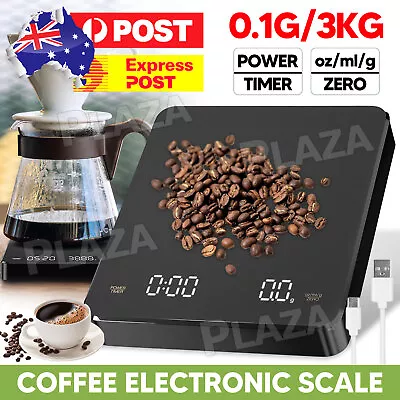 Electronic Digital Coffee Scale With Timer Precision High Display 3Kg/0.1g AU • $16.95