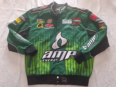 Vintage DALE EARNHARDT JR. #88 Large Green Amp Energy Mountain Dew Racing Jacket • $125