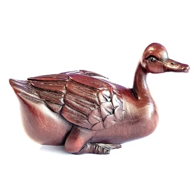 £45.60 • Buy F033 - 30 Years Old 2  Hand Carved Ebony Ironwood Netsuke - Swan