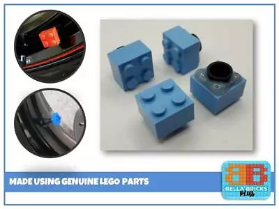 Custom Made Brick Valve / Dust Caps  X4 In Medium Blue Made Using LEGO® Bricks • £3