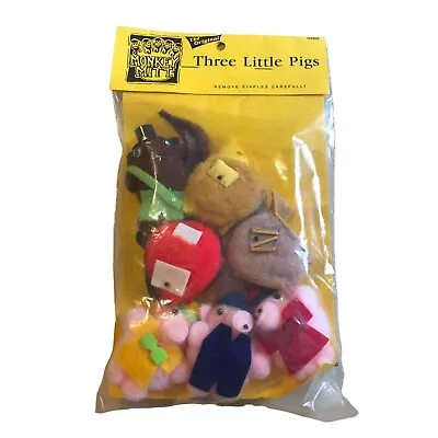 Monkey Mitt Finger Puppets Three Little Pigs Vintage Story Aid Homeschool New • $20.24