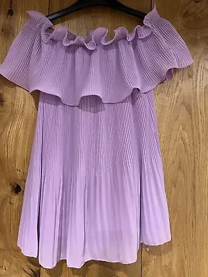 Ladies Kurt Muller Lilac Ruffle Bardot Top Size S/M-BNWOT. • £9.99