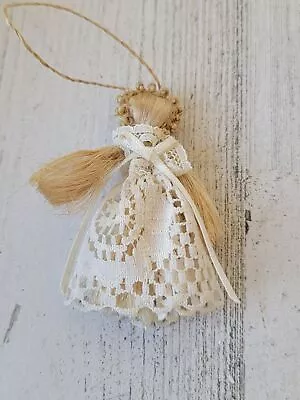 Handmade Mini Angel Hay Doll Ornament Xmas • $4.28