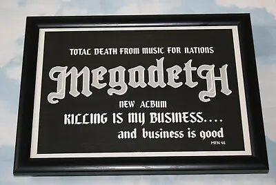 MEGADETH Framed A4 1985  `Killing Is My Business` ALBUM Original Band ART Poster • £13.99