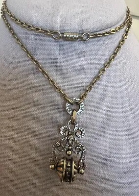 Vintage 1928 Spinner Pendant Necklace Brass Tone “I Love You” Message Unusual • $36.99