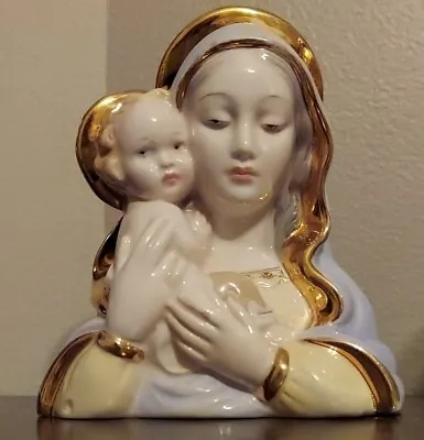 Madonna And Child ITALY Figurine Signed Numbered Blessed Mother Bust Mary Jesus • $29