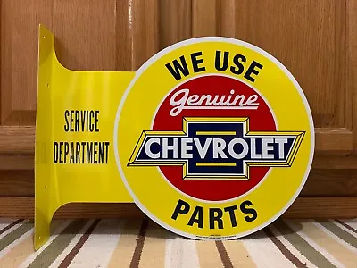 CHEVROLET GENUINE PARTS Vintage Style Flange Garage Man Cave Metal Signs 1 • $40