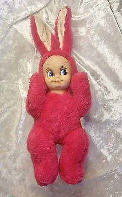 Vtg 1960s GUND Pink Rubber Face Baby Doll Bunny Rabbit Pink Fuchsia Swedlin X1 • $91.91