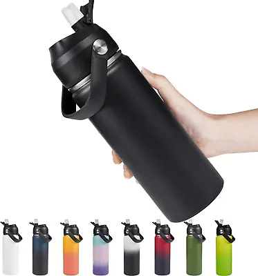 Flask Insulated Stainless Steel Water Bottle With Straw & Lid 18 Oz. • $13.62