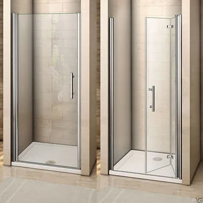 Aica Frameless Pivot Bi Fold Shower Door Enclosure Walk In Glass Screen Cubicle • £122