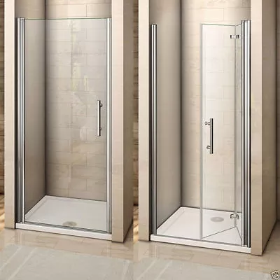 Aica Frameless Pivot Bi Fold Shower Door Enclosure Walk In Glass Screen Cubicle • £131