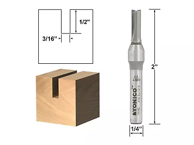 3/16  Diameter Carbide Insert Straight Router Bit - 1/4  Shank - Yonico 14016q • $13.95