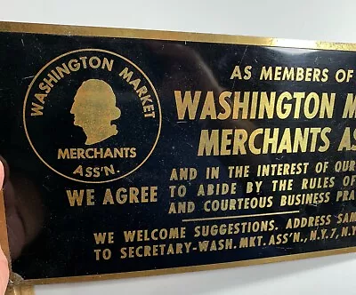 C 1930’s Brass Metal Advertising Sign George Washington Merchants New York Orig • $99.88