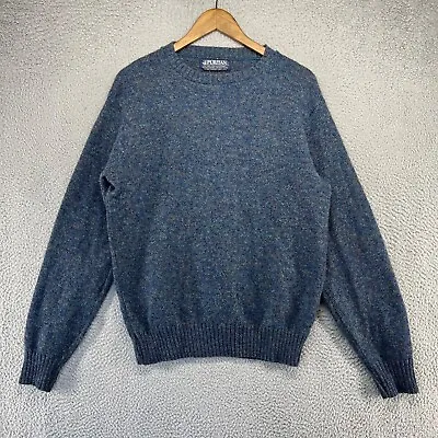 Vintage Puritan Sweater Men's Large Blue Knight Pullover Shetland Wool USA 90s • $28.83