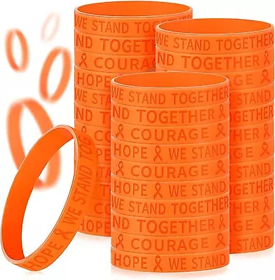 Orange Ribbon Awareness Silicone Bracelets Bulk Multiple Sclerosis Leukemia • $26.39