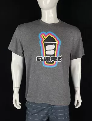 Slurpee Bright Neon Logo Gray Retro T-Shirt 2023 Edition 7-11 7-ELEVEN Size XL • $11.99