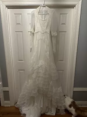 Vintage Bridallure Alfred Angelo Wedding Dress Prairie Country Ruffles 70’s 80’s • $299.80