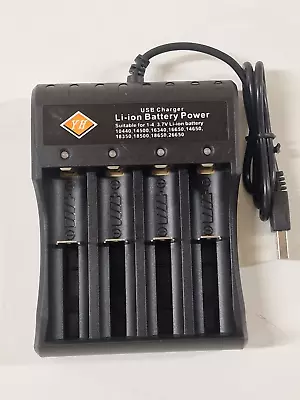 USB LI-ION BATTERY CHARGER POWER 4 Slot Universal Charger With 4 Rechargeable • £6.95