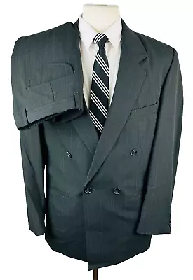 Vintage John Henry Mens 38R Gray Double Breast 2 Piece Suit W/ Dress Pants 33x30 • $174.98