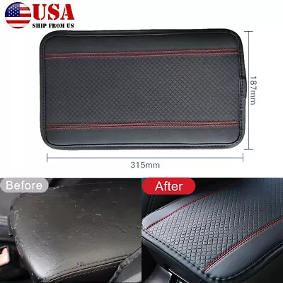 Red Black Car Armrest Seat Storage Box Mat Fiber Leather Center Console Cover • $14.18