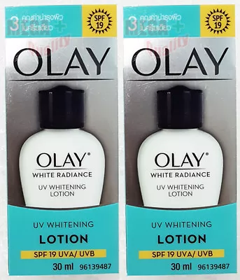 2 X OLAY WHITE RADIANCE UV WHITENING LOTION SPF 19 UVA UVB 30 Ml. • $36.39