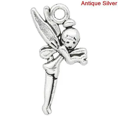 20 ANTIQUE/TIBETAN SILVER TINKERBELL FAIRY PENDANTS~25x16mm~Double Sided(55J)UK • £2.85