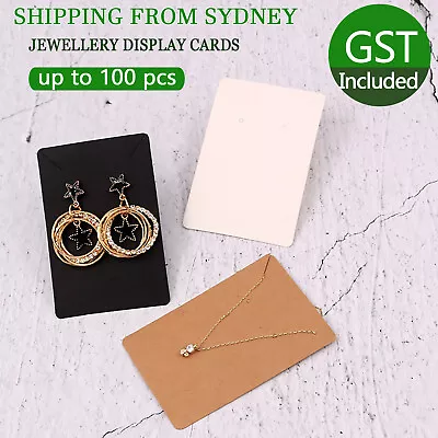 $6.49 • Buy 100PCS Jewellery Cardboard Display Cards Necklace Stud Earring Brown White Black
