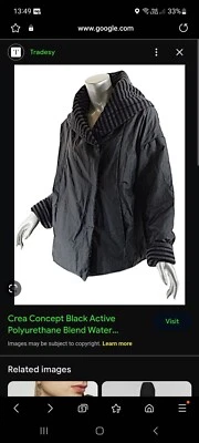 £15 • Buy Crea Concept Black Active Polyurethane Coat Size 40 Uk 12 Waterproof Hooded