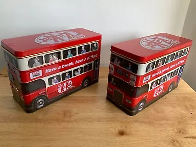TWO-NESTLE’S-KIT KAT-LONDON TRANSPORT-No 10 ROUTMASTER-RED BUSES-COLLECTORS TINS • £12.99