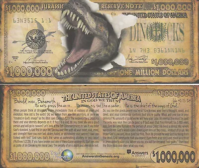 Lot Of 25 Dino Bucks Million Dollar Bill Play Funny Money Gospel Tract Notes • $8.05