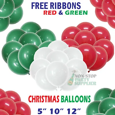 Christmas Balloons RED GREEN Latex BALOONS Xmas Helium Winter Kid Party Decor UK • £1.99